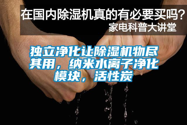 獨立凈化讓除濕機物盡其用，納米水離子凈化模塊，活性炭