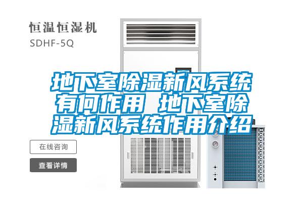 地下室除濕新風系統有何作用 地下室除濕新風系統作用介紹